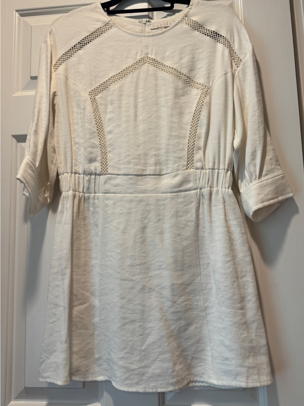 Karlie Cream Eyelet-Trim Casual Dress